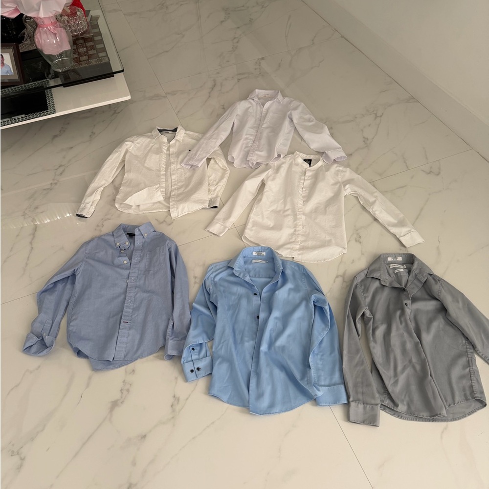 Calvin Klein, H&M, Tommy Hilfiger Kids Button-Up Shirt Set White, Blue, Gray 6PC